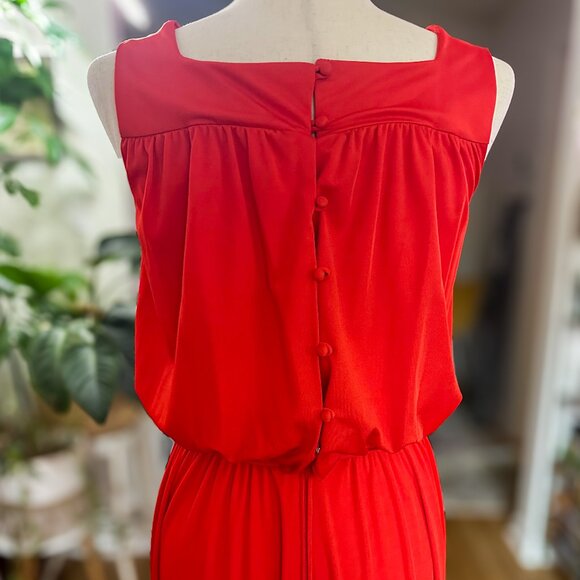 Vintage 1970s Ayres Unlimited Red Maxi Dress | Greek Goddess | Size 10 - Picture 8 of 16